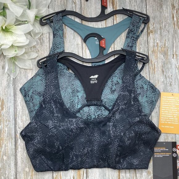 Women’s Snakeskin Print Active Sports Bra 2-Pack Size M - Picture 1 of 10